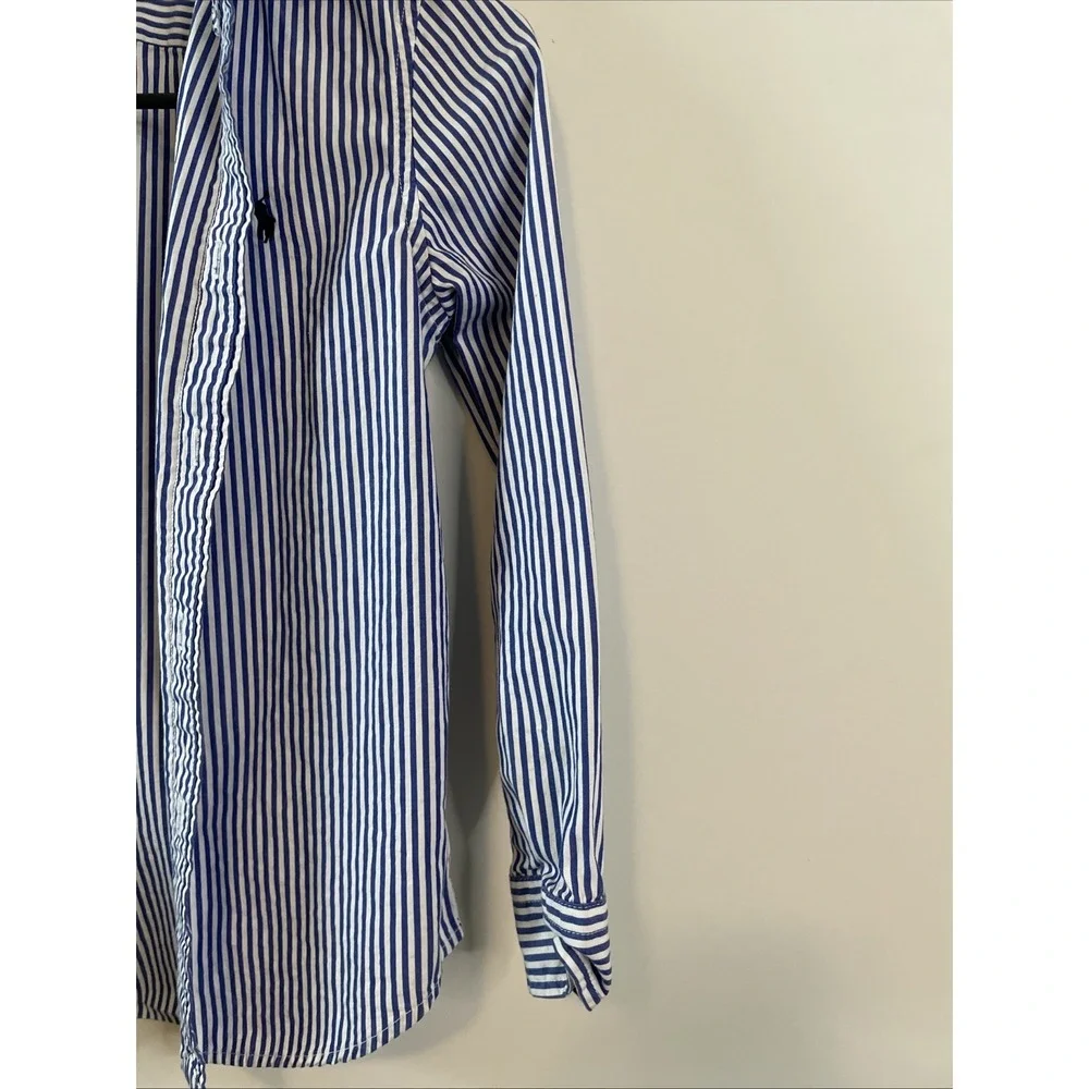 Ralph Lauren Polo Boys Size 7 Blue White Striped Button Down Shirt
